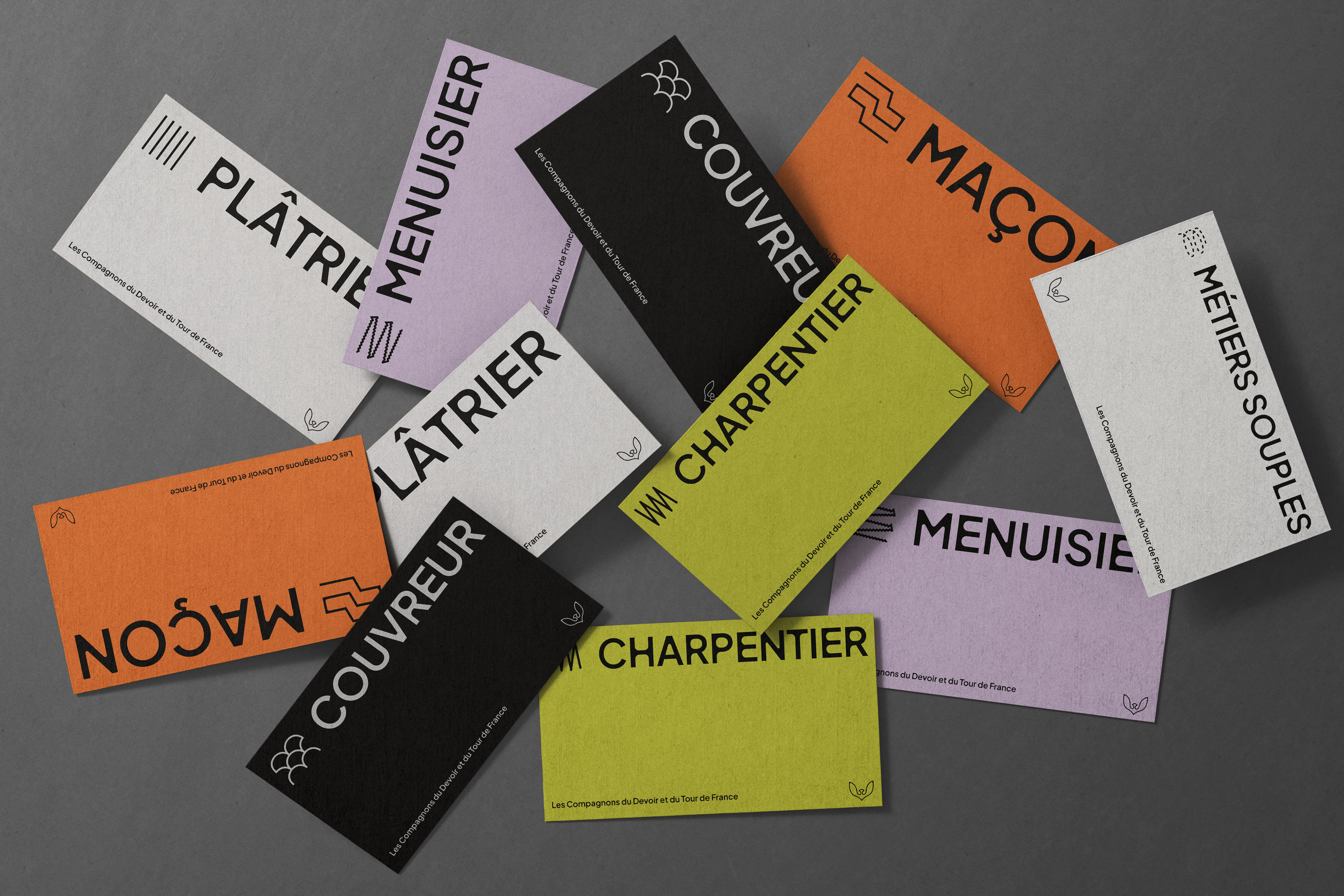 Mockup de cart représentant les différentes filières des compagnons du devoir et du tour de france de toulouse